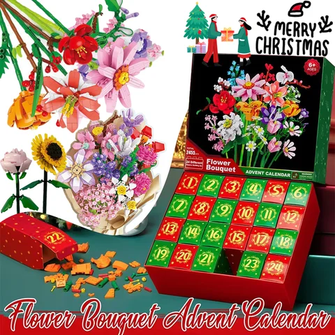 2025 Floral Advent Calendar 24 Days Hand-Assembled 3D Flower Bouquet Surprise Box DIY  Christmas Countdown Home Decor Gift