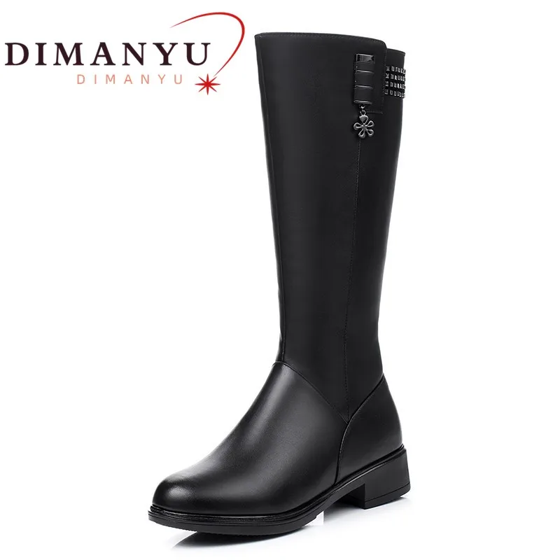 DIMANYU, zapatos de invierno, botas para mujer, novedad de 2024, botas largas de tacón alto de cuero genuino para mujer, botas romanas de moda para hija de lana para mujer