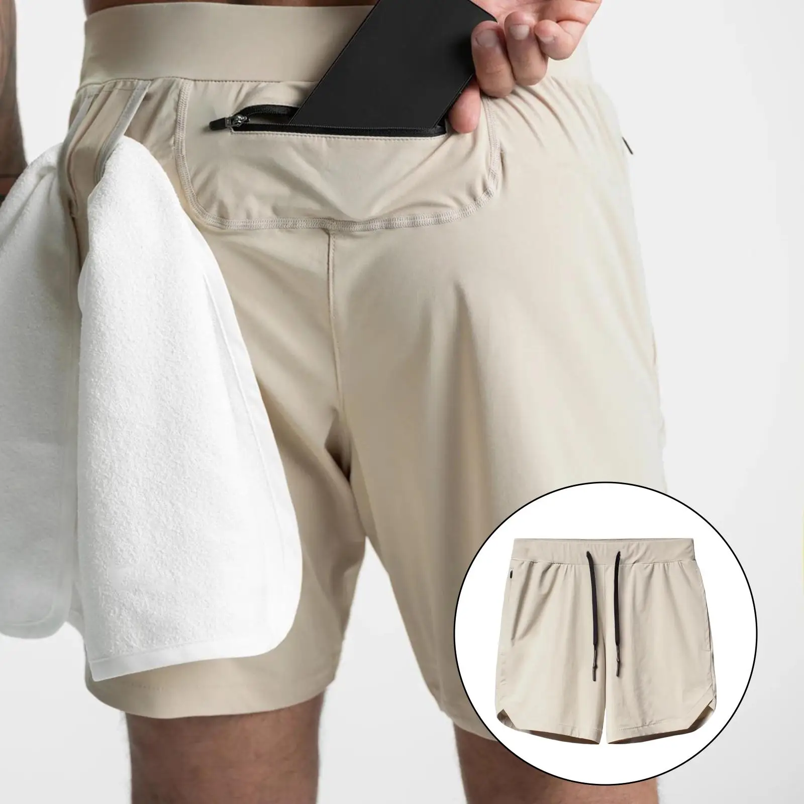 Mens Athletic Running Shorts with Towel Loop and Hidden Pocket for Fitness Jogging Basketball