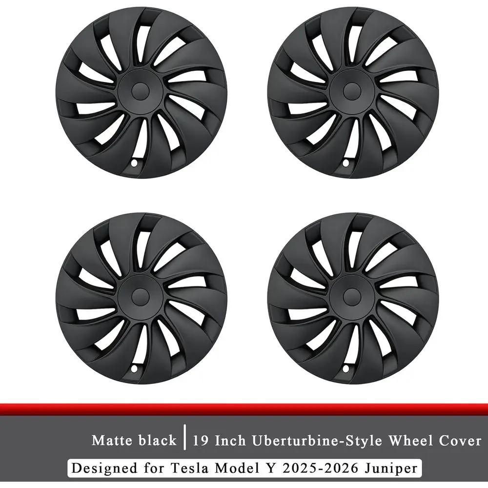 4PCS Hubcaps Fits for Tesla Model Y Juniper 2025-2026, Aerodynamic Design, Model Y Juniper Wheel Covers 19inch for 19" Crossflow