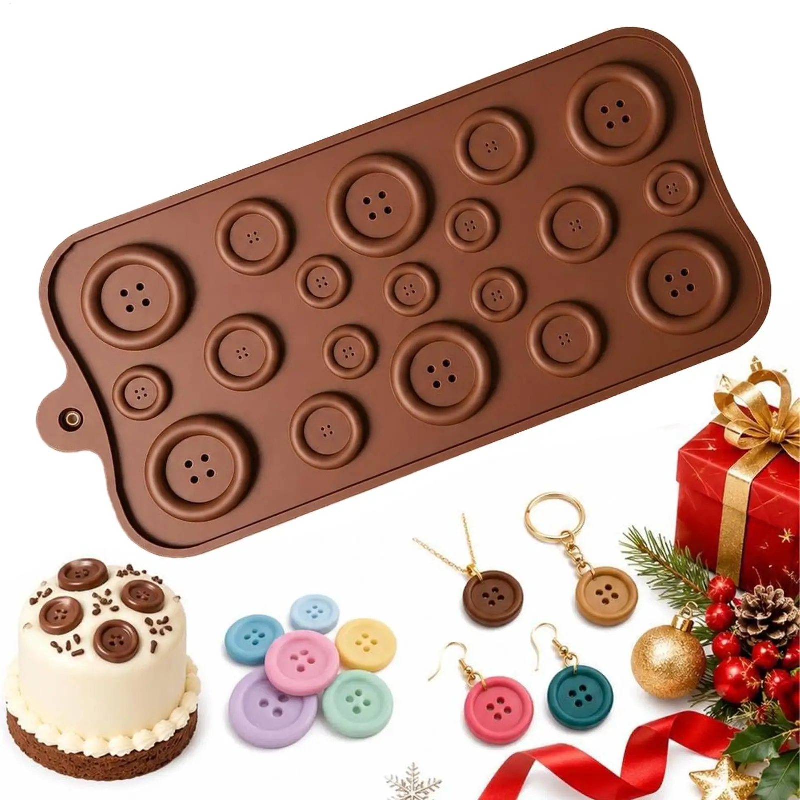 Chocolate Molds Easy Release Food Grade Button Baking Supplies Heat-Resistant Silicone Chocolate Molds for Halloween Christmas