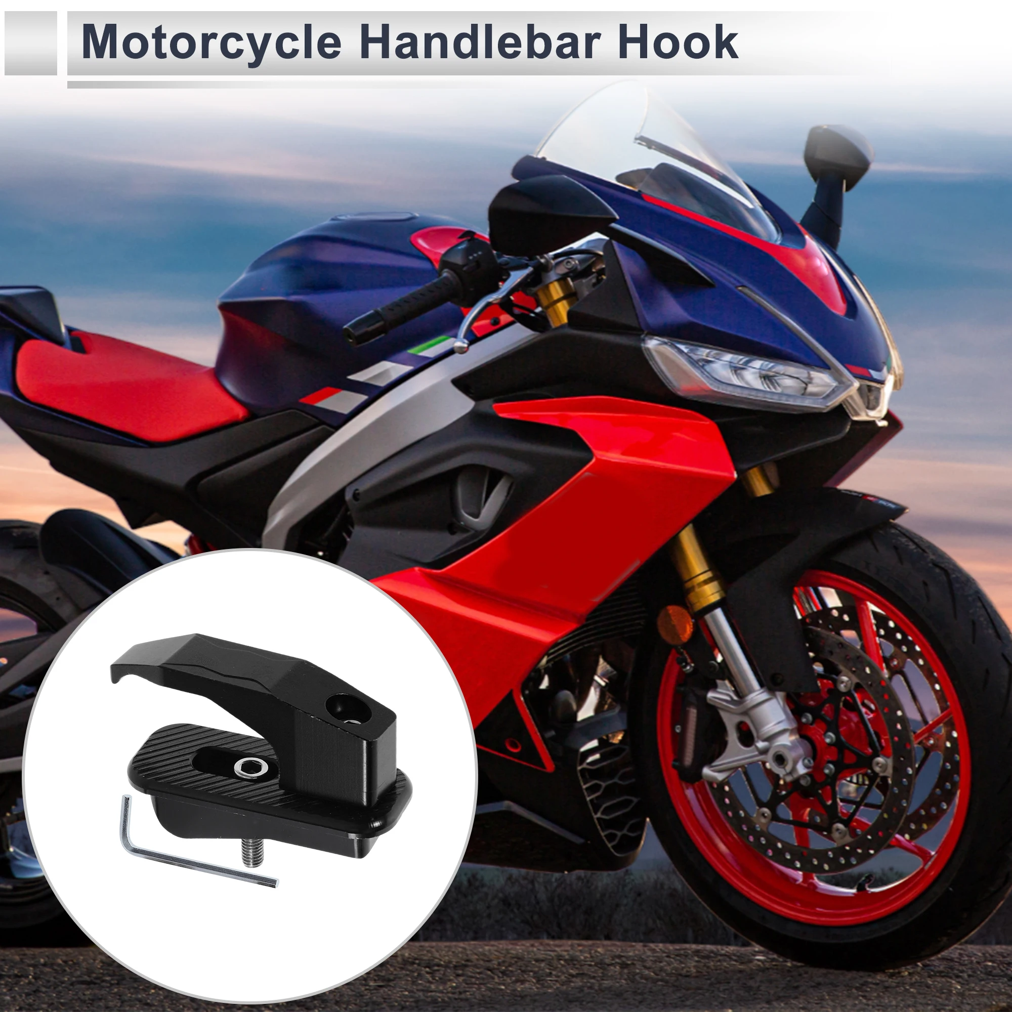 

Motoforti Rectangle Aluminum Alloy Motorcycle Hanging Hook 1 Set Black