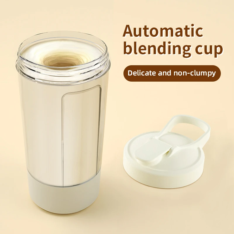 Tazza portatile USB automatica da 500 mAh, tazza frullatore senza BPA per caffè, frullati proteici, latte in polvere, coperchio a prova di perdite, design con venature del legno