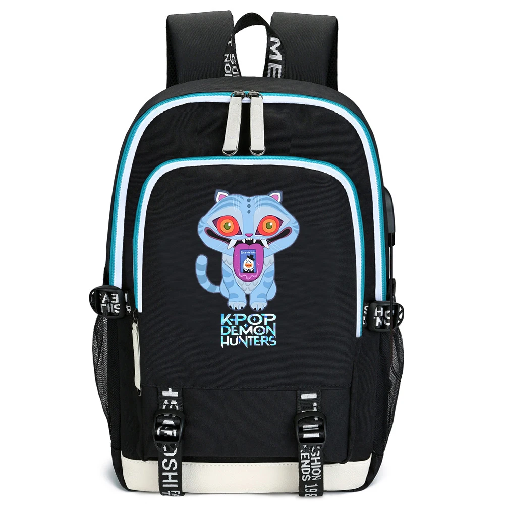 アニメ K-POP 悪魔ハンタータイガー通学アニメバックパックティーンエイジャーコンピュータ屋外ラップトップ旅行男の子女の子バッグ