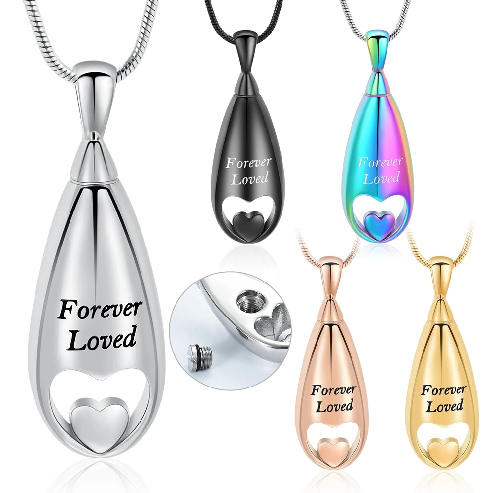 

Forever Loved Customized Urn Necklace Drop Necklace Safety Stainless Steel For Pet Ashes Gift To Wedding Party Memorial Jewelry