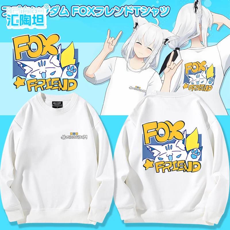 

Hololive Fubuki White Snow ex Sweatirt Comfortable Long Sve round Ne Regular Fit Casual Streetwear Hoodl