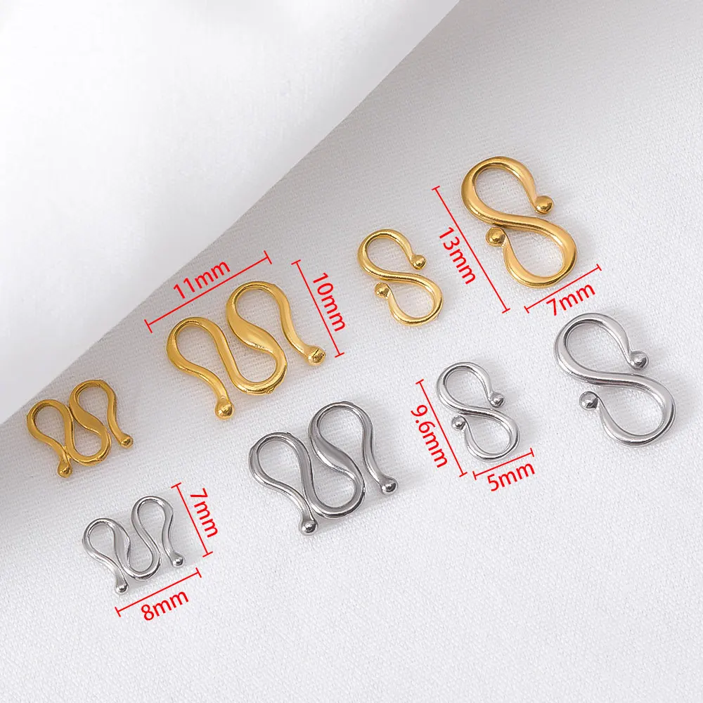 No Fade Stainless Steel M Shape S Shape Necklace Bracelet Clasps Hooks 18K Gold Plated DIY Jewelry Making Accessories Wholesale image 5