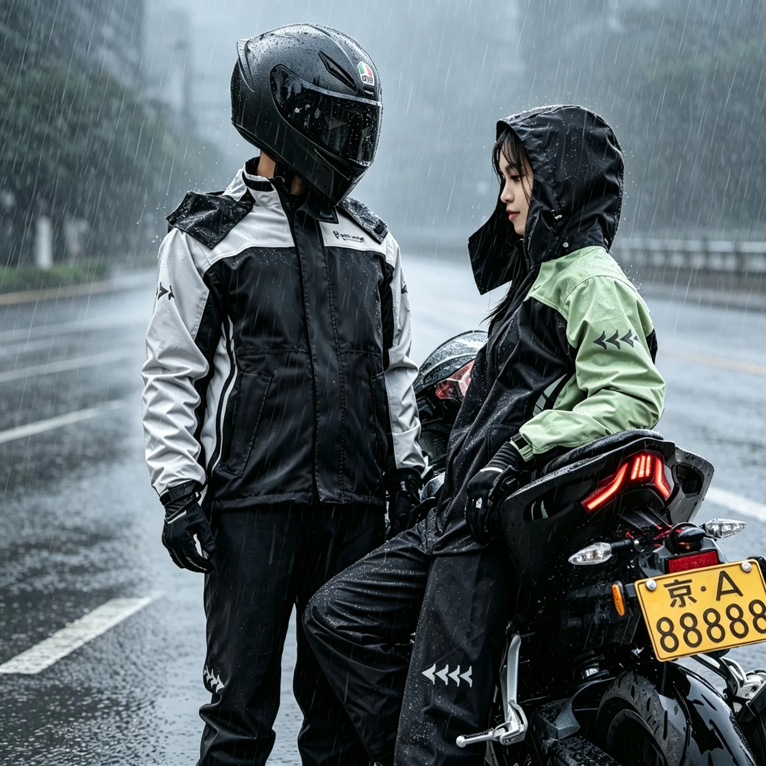 SULAITE Motorcycle Raincoat Suits Men Waterproof Rain Gear Rain Jacket Reflective Work Rain Coats Lightweight Hiking Rainsuit
