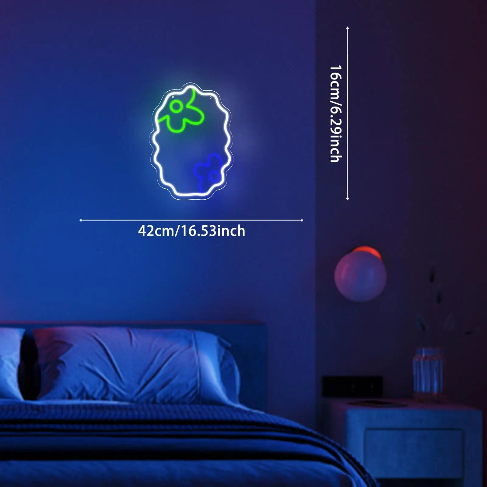 Flower Neon Sign for Wall Decor Mirror Led Sign for Room Decorations Supplies Girl Birthday Party Signs for Home Bedroom Dorm