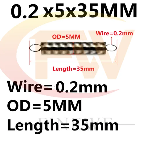 Imagen 2 del producto Resorte de acero inoxidable de 0,2mm de diámetro de alambre, Mini resorte de tensión mecánico DIY, 10 Uds.