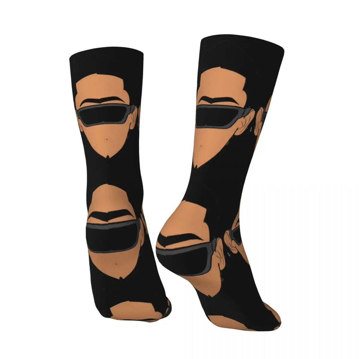 Hip Hop Retro Myke Towers Face Crazy Men's Compression Socks Unisex Anuel Harajuku Seamless Printed Novelty Happy Crew Sock