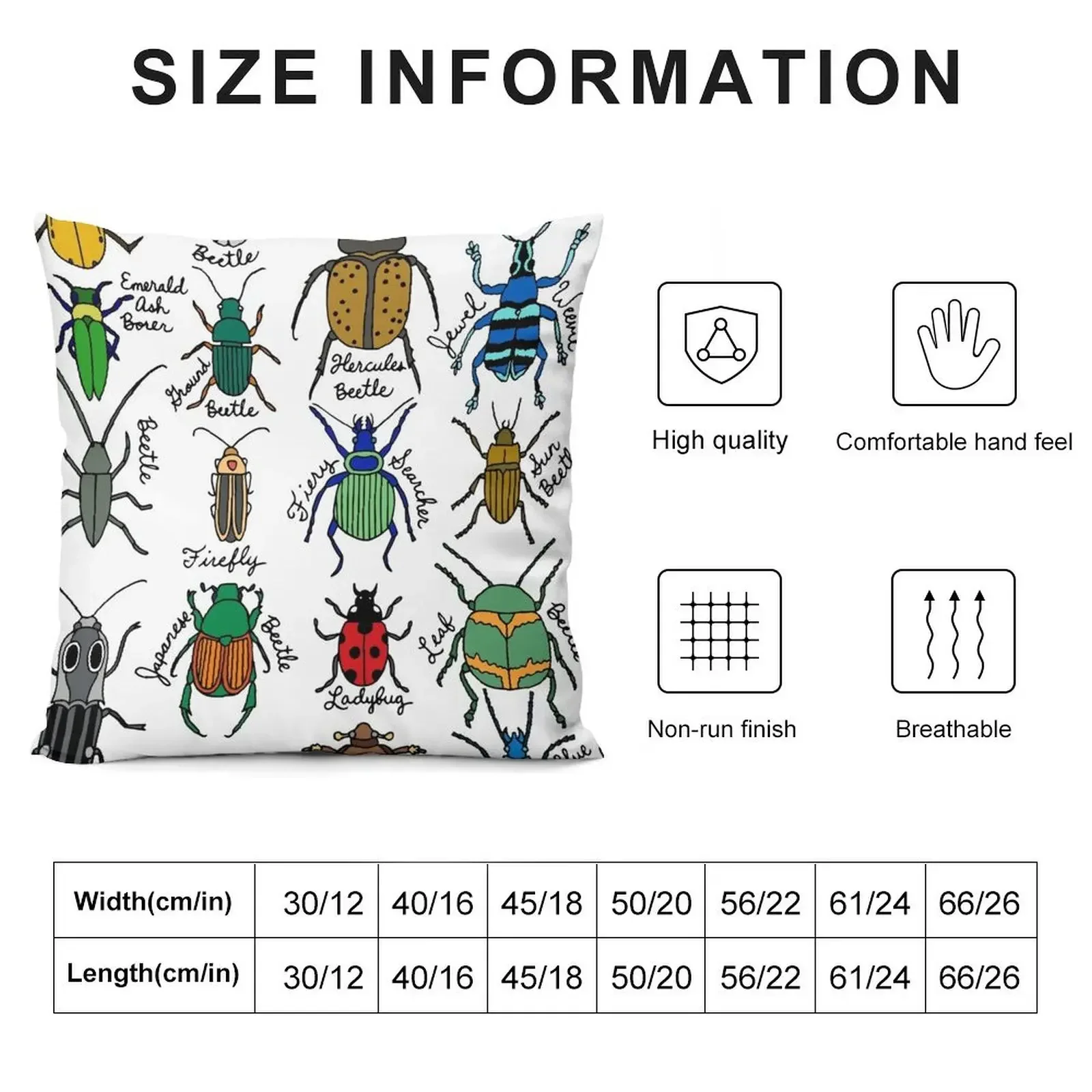 Beetles || Bugs || Insects || Pattern Throw Pillow Room decorating items Decorative Sofa Cushion pillow