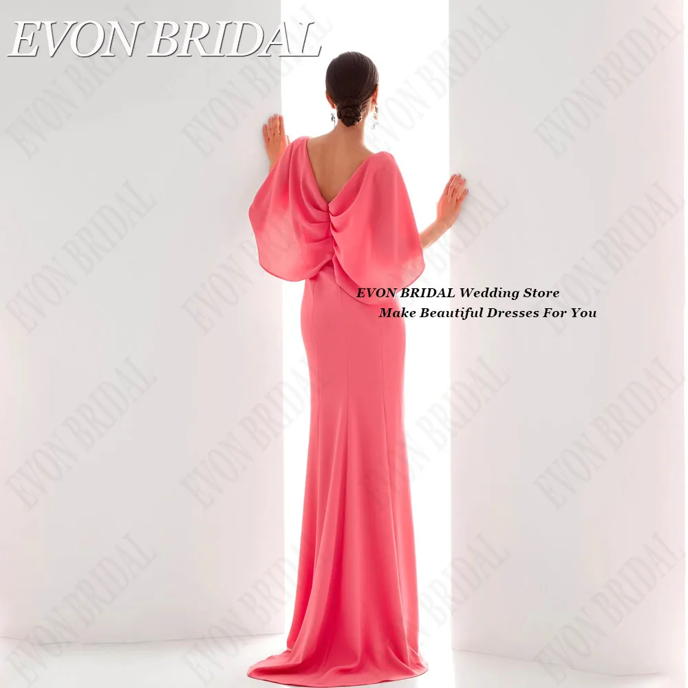 EVON BRIDAL Celebrity Dresses Dubai Woman Cloak Mermaid Satin vestidos de fiesta Double V-Neck Evening Gowns Floor Length