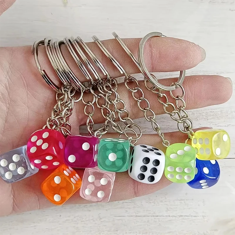

Creative Dice Pendant Keychain for Women Men Funny Keyring Car Key Holder Fashion Personality Handbag Accessory Dice Pendant