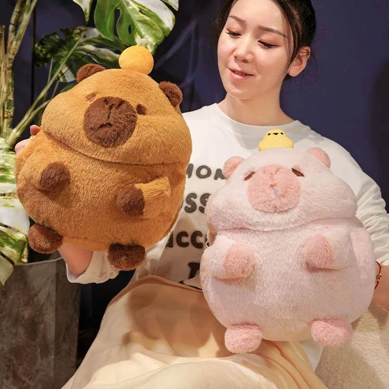 Creative 30cm Stuffed Dolls Capybara Pig Animals Three Capybara In One Blanket Toys Super Soft Decor Girls Boys Birthday Gifts