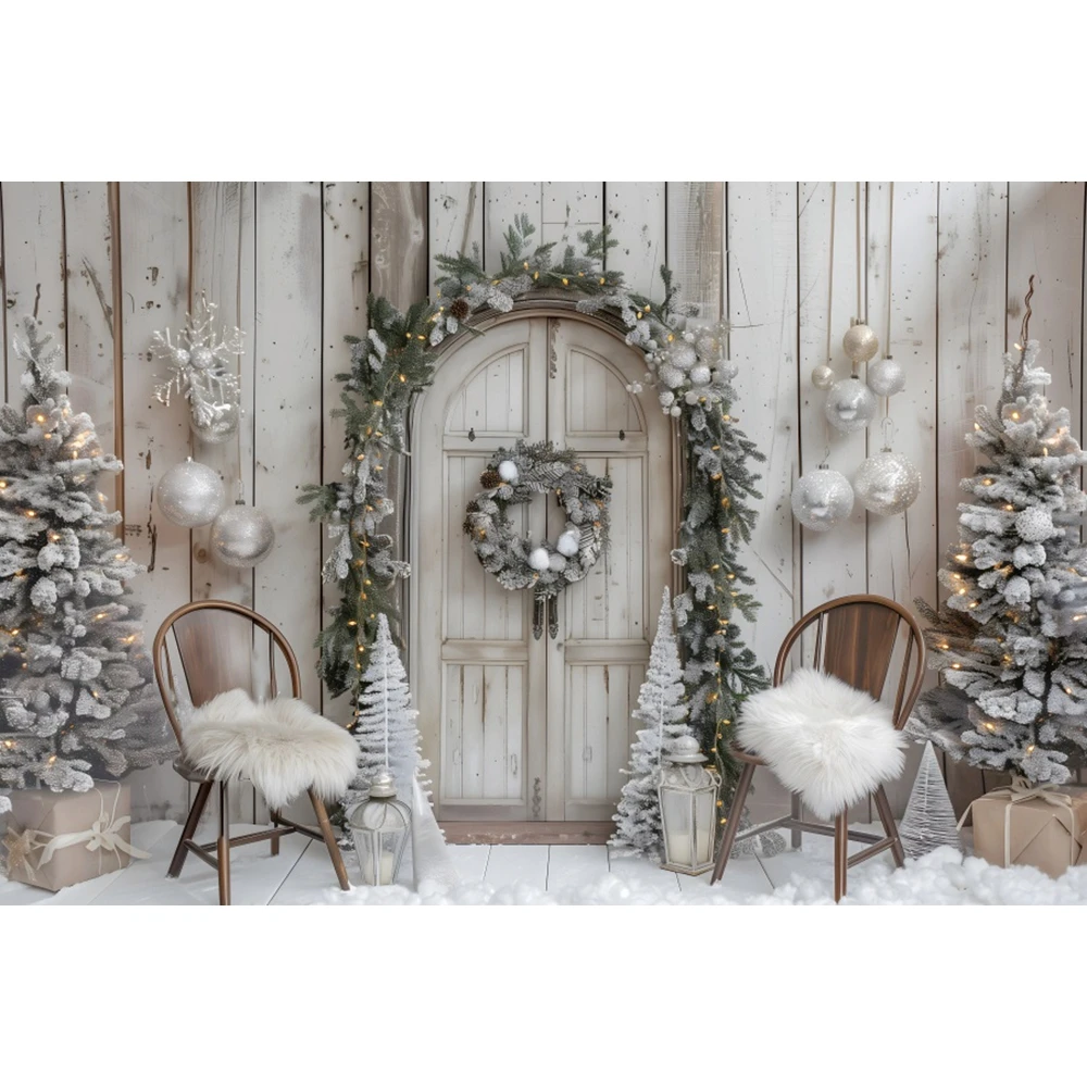 Christmas Kitchen Photography Background Garland Cabinet Xmas Tree Party Decoration Supplies Family Portrait Studio Props