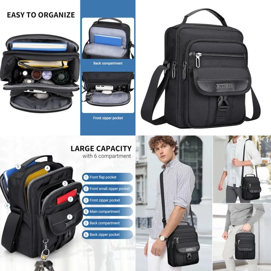 

WITZMAN Crossbody Bags for Men Travel Shoulder Bag Lightweight Man Purse Small Casual Messenger Bag for Work Traveling