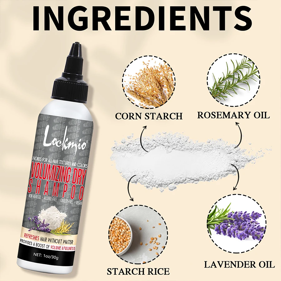 Lockmio-الشامبو الجاف للأرز الطبيعي ، التنعيم ، غير لامع ، رقيق ، تنظيف ، منعش ، شعر ، يمتص مسحوق الزيت #2