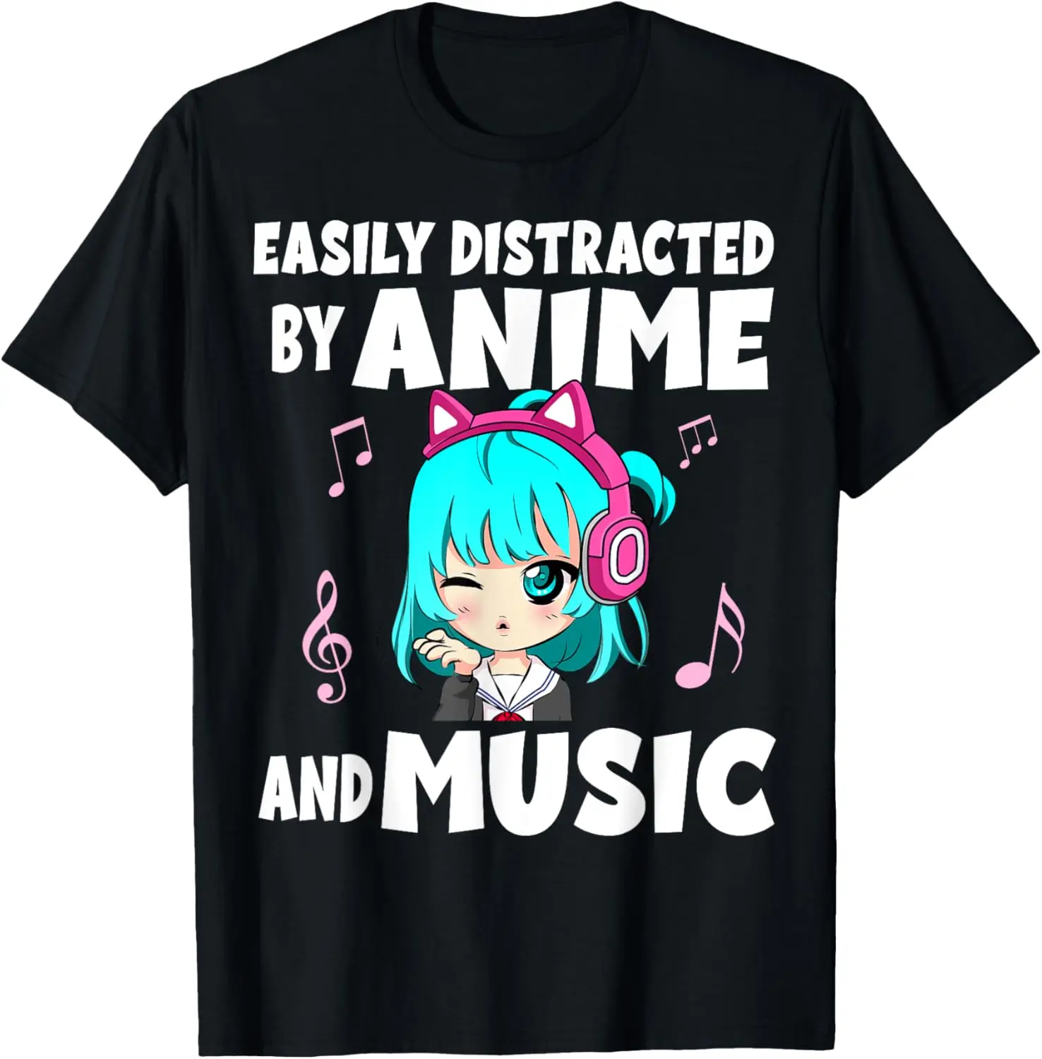 

funny Anime and Music Girl for Teen chibi graphic Anime girl T-Shirt