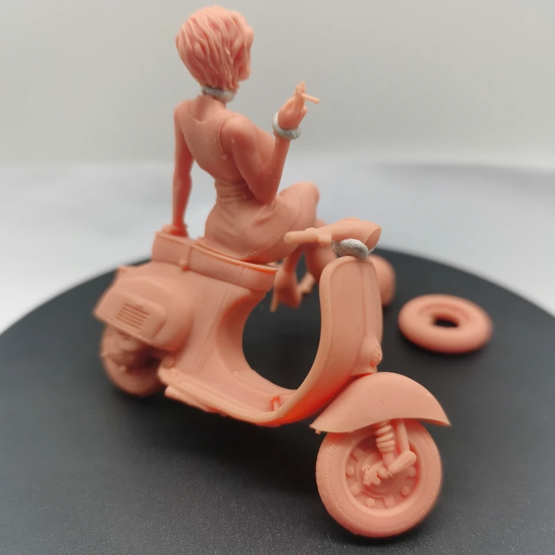 1/24 Scale 75mm Motorcycle Girl Scene No Base Resin Figure Assemble Model Kit Unassembled Unpainted Statuettes Toys