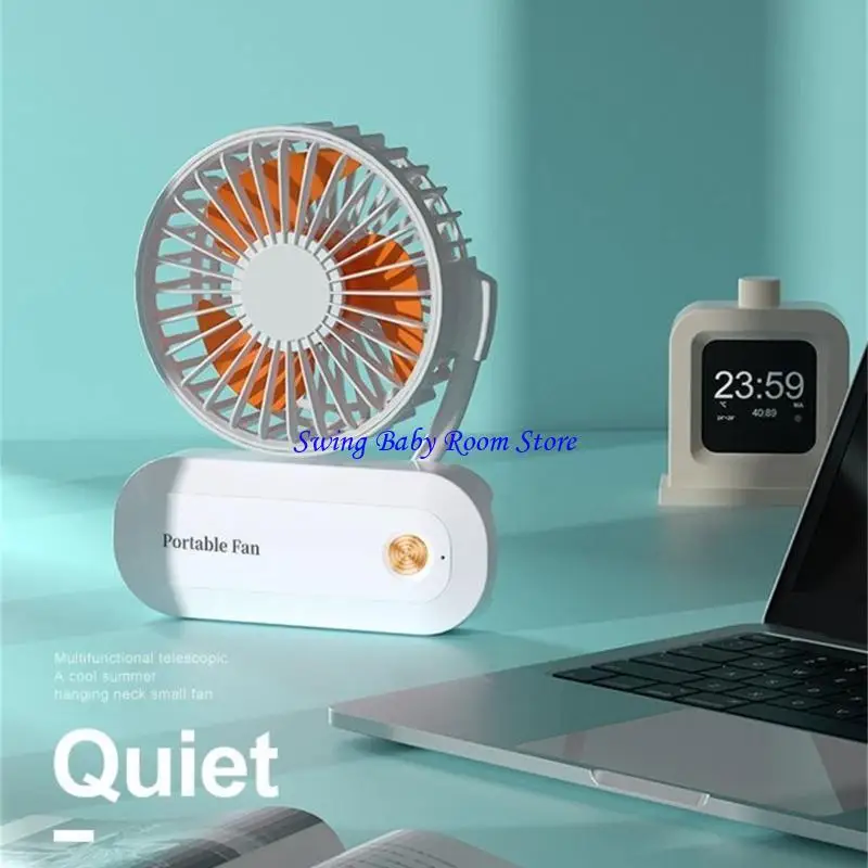 K1AD 3 Speed Adjustable Mini Fold Fan Electric Portable Hold Small Air Cooler Originality Household HangingsNeck Mute Working