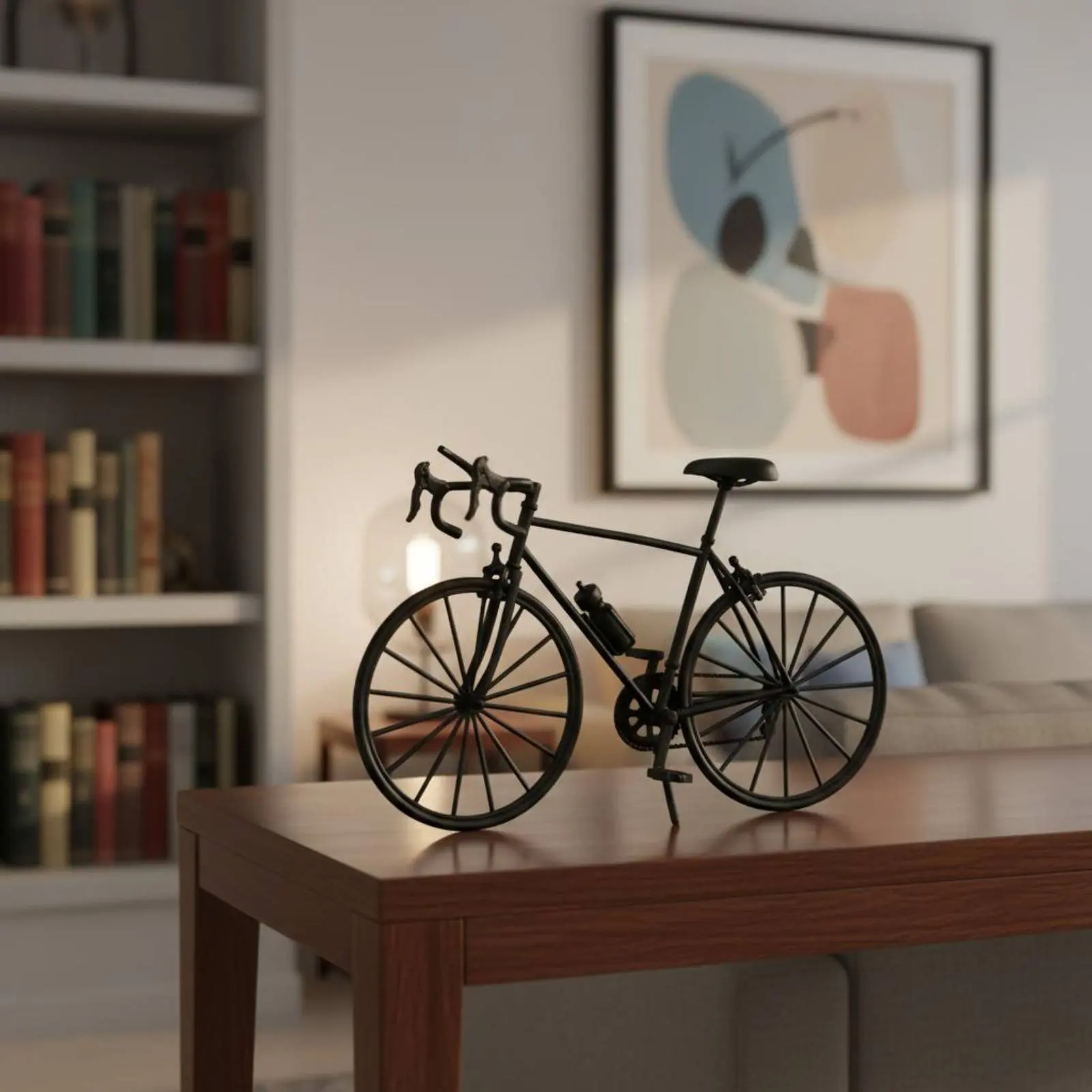 Iron Cycle Sculpture Artistic Display Vintage Cycle Model Retro Bike Sculpture Self-Standing Table Decoration for Tv Stand view 2