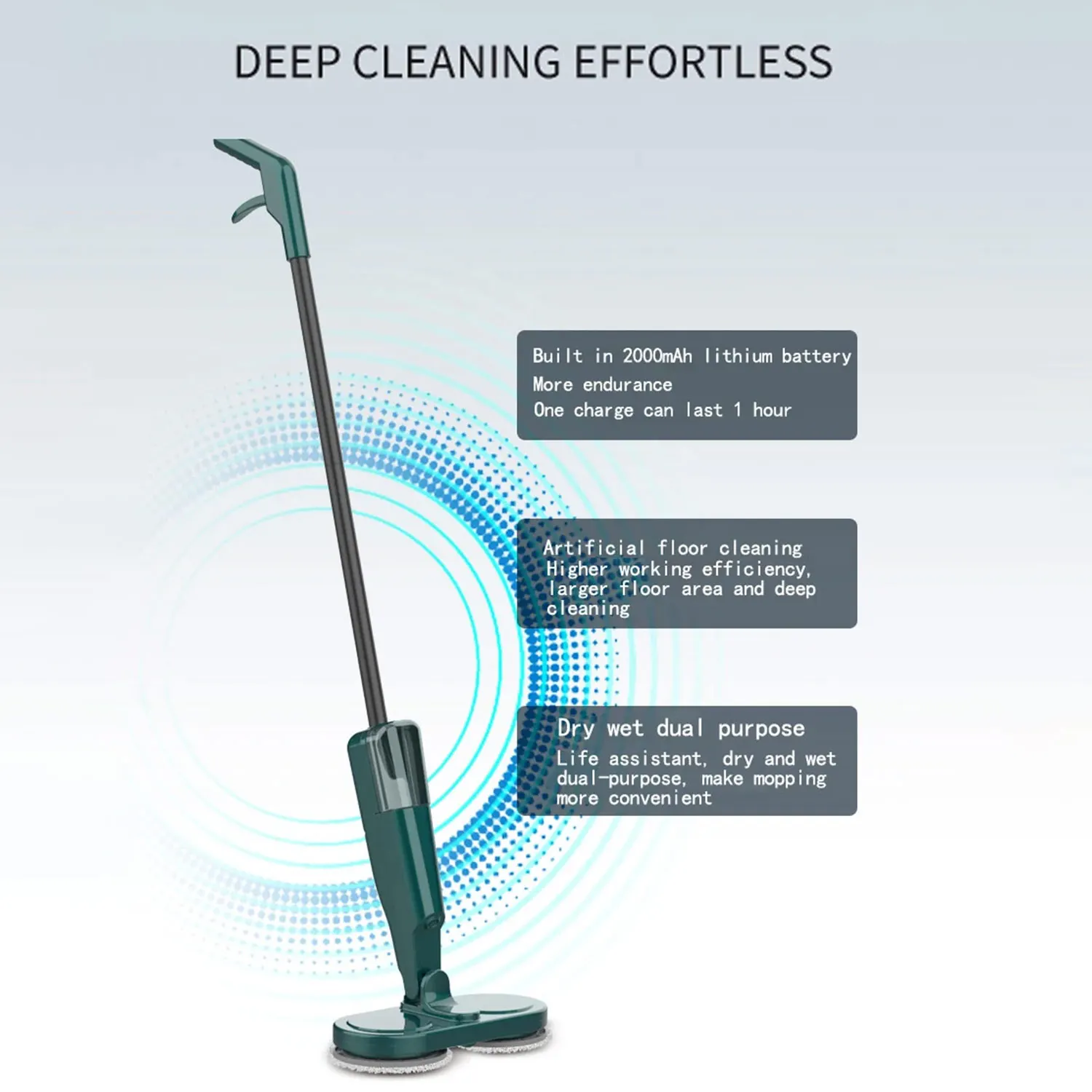 Wireless Electric Automatic Spin Mop Cleaner 2 in 1 Wet & Dry Home Cleaner Car Glass Ceiling Door Windows Floor Scrubber Machine