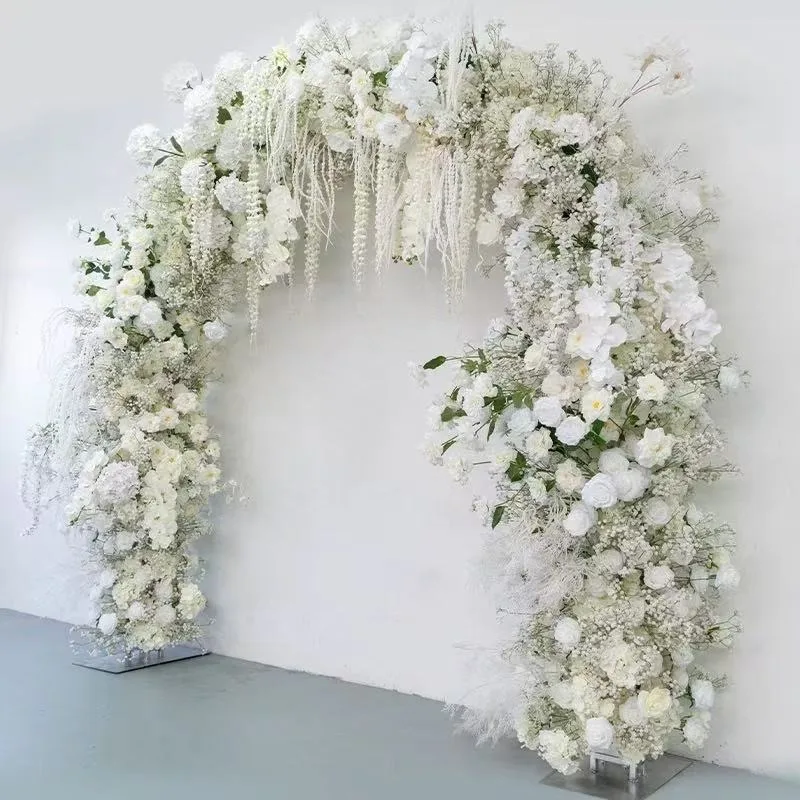 Elegant White Rose Wedding Arch Beautiful Floral Backdrop Decor for Romantic Weddings