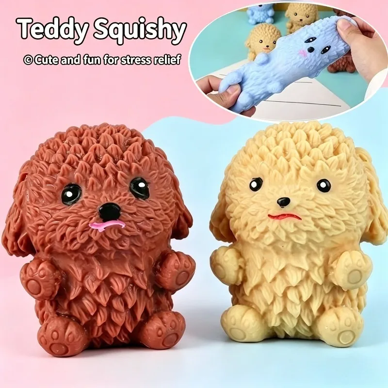 Squishy Niedlicher Teddy Fidget Toy Kawaii Welpen Anti-Angst Quetschspielzeug Lustiges Tier Stressabbau-Spielzeug für Freunde Geschenke