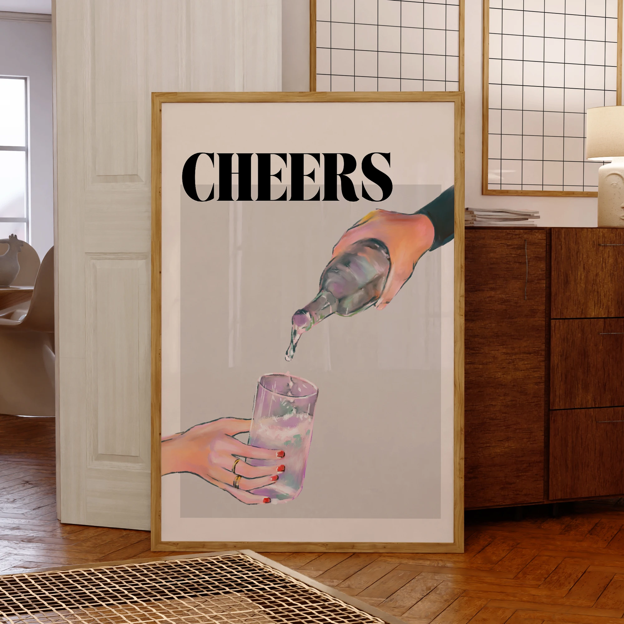 Moderne Trendy Bar Warenkorb Prost Wein Glas Wand Kunstdrucke Leinwand Malerei Poster Bild Für Wohnzimmer Wohnkultur