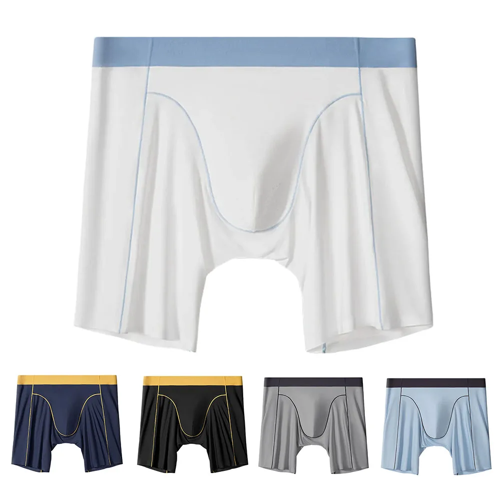 

Men's Sporty Breathable Long Leg Underwear Ice Silk Boxers Quick Dry and Anti Wear Legs for Optimal Comfort during Workouts