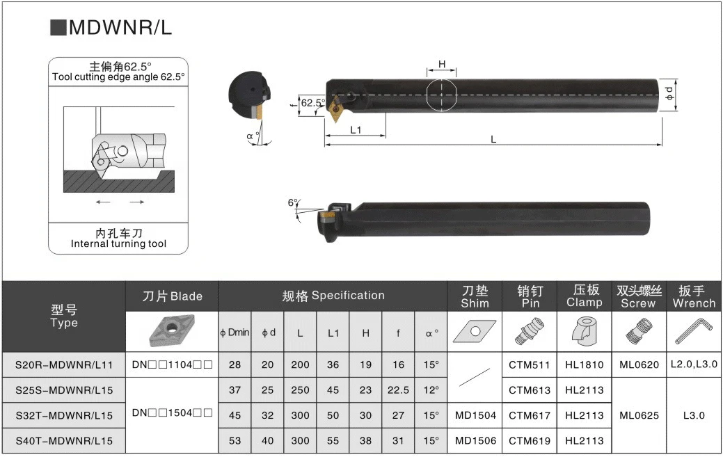 MDWNR S20R-MDWNR11 S25S-MDWNR15 S32T-MDWNR15 MDWNR11 MDWNR15 CNC Intermal Dụng Cụ Xoay Tiện Kim Loại Nhàm Chán Thanh DNMG Miếng Lót