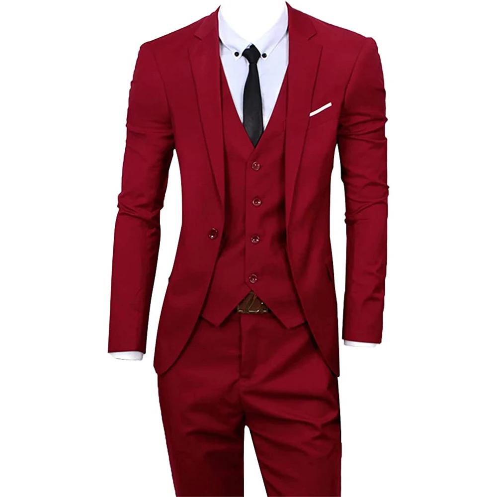 Ternos masculinos negócios casual noivo smoking terno de festa entalhado lapela 3 peça (blazer + colete + calças) fino ajuste traje homme