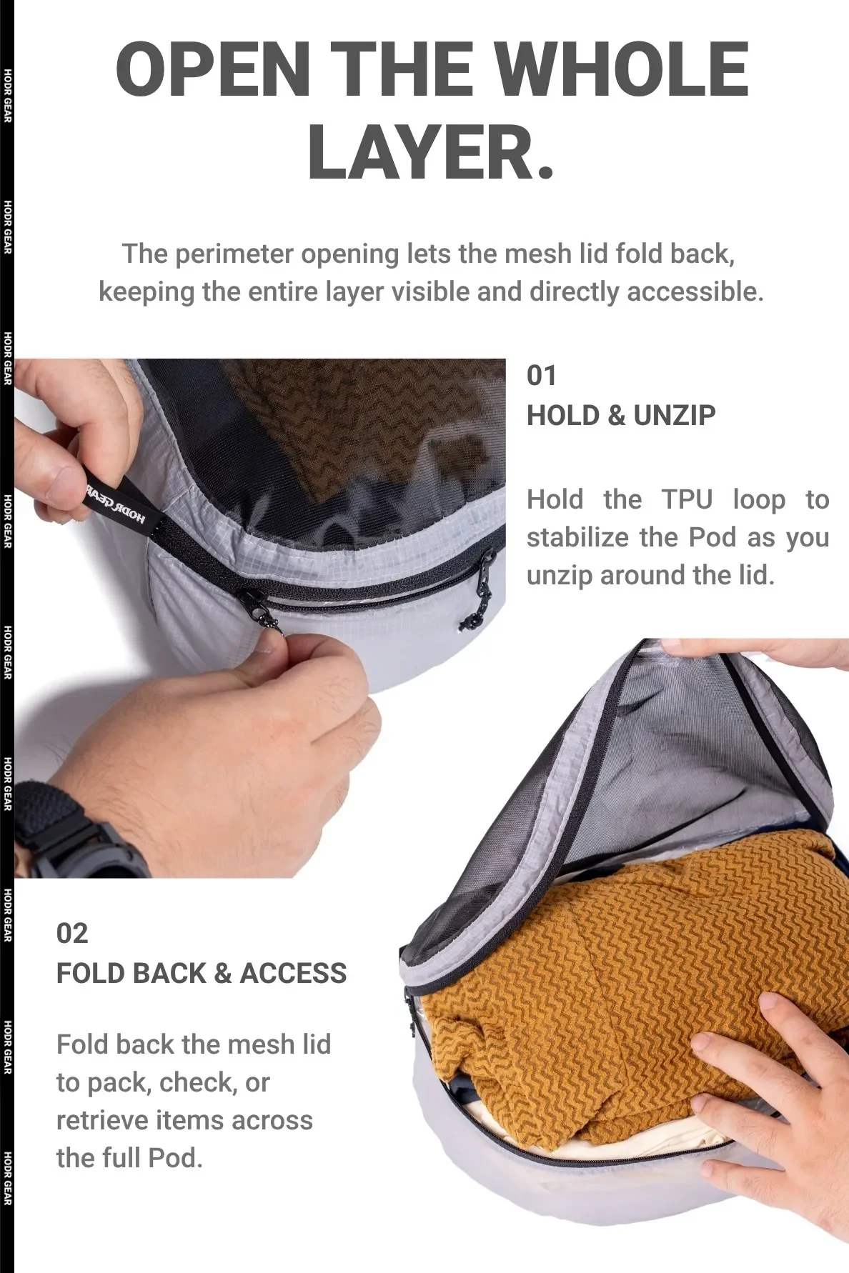 [HODRGEAR] Mesh Pack Pod Rucksack-Organizer mit Sichtbarer Netzoberseite Enthält Polycro Rucksack-Innenauskleidung für Ultraleichte Packungsorganisation – Detail 8