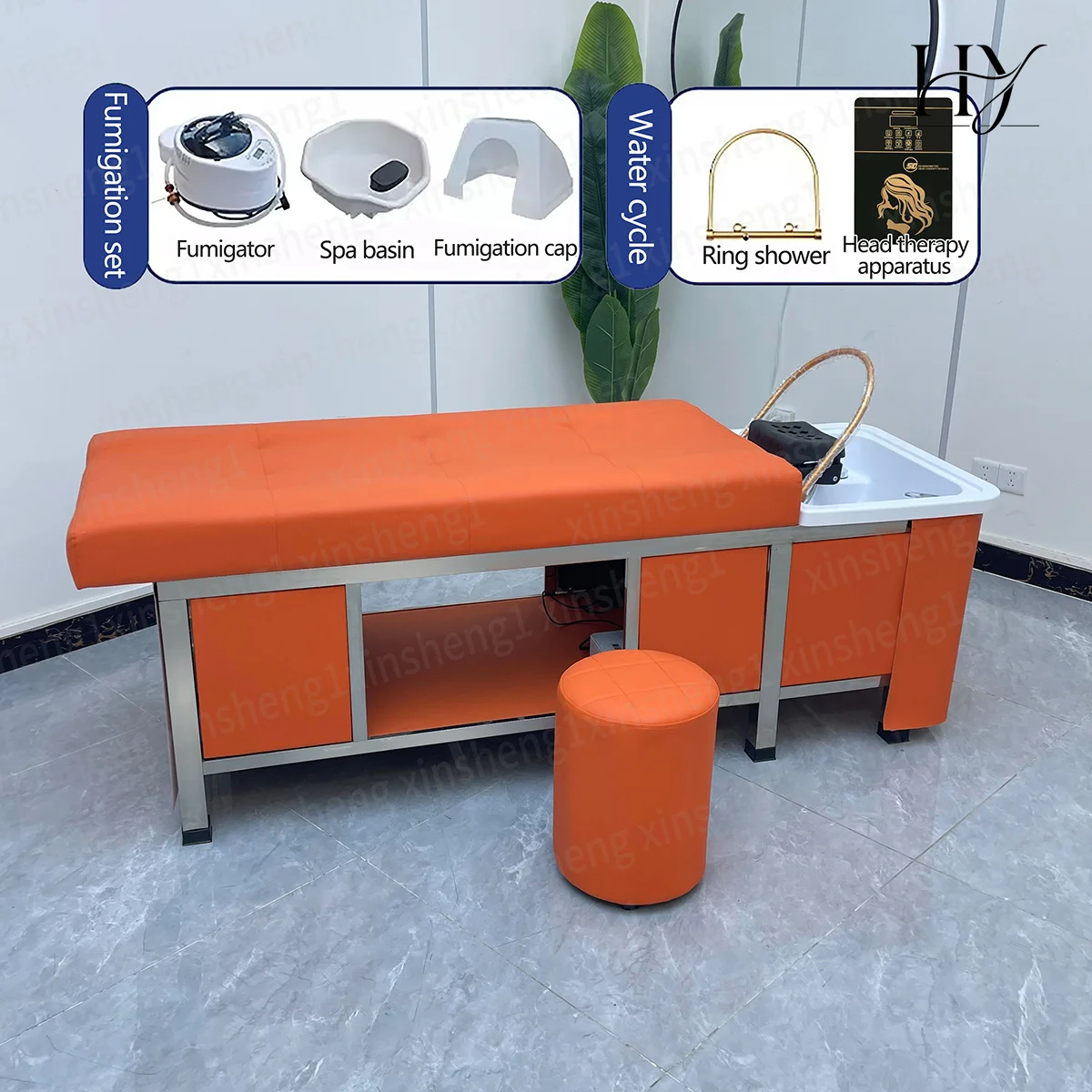 Stainless Steel Frame Thai Massage Shampoo Bed Water Circulation With Fumigation Set Head Spa Bed For Beauty Salon Barber Shop