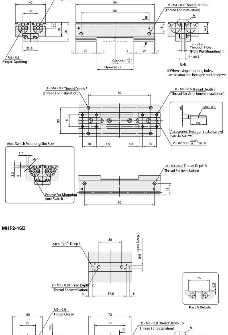 MHF2-8D MHF2-10D MHF2-12D MHF2-16D MHF2-20D Niederprofil-Luft-Parallelgreifer Pneumatischer Zylinder Pneumatischer Greifer – Detail 14