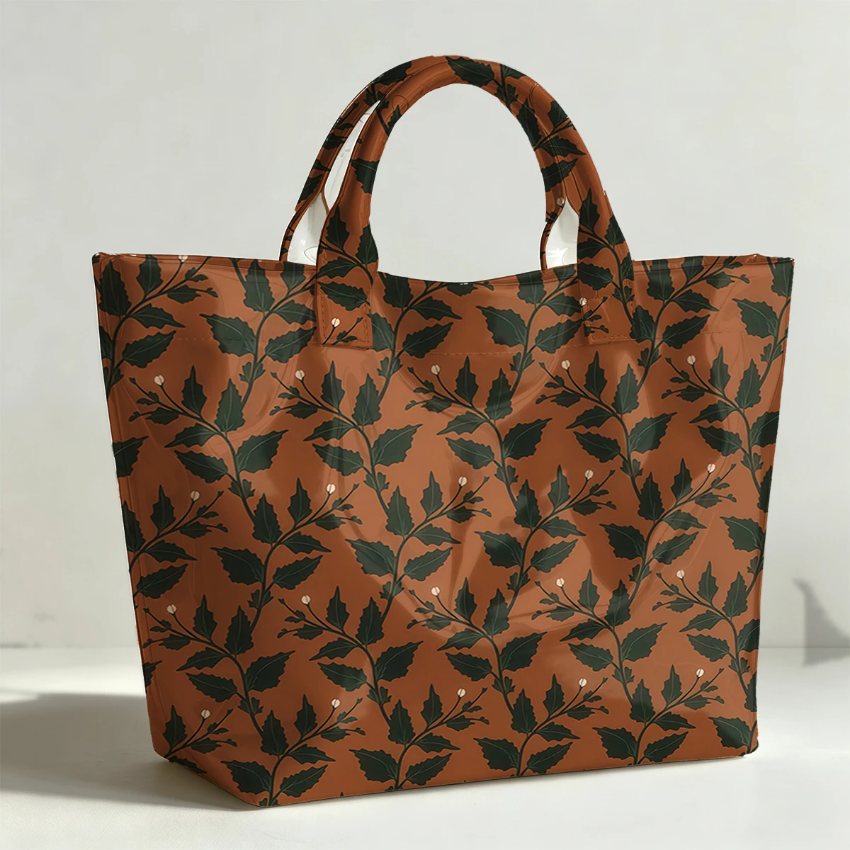 Autumn Leaf PVC Tote Bag Waterproof Transparent Jelly Bag Beach Bag Tote Pouch Bow Handbags Storage Bag