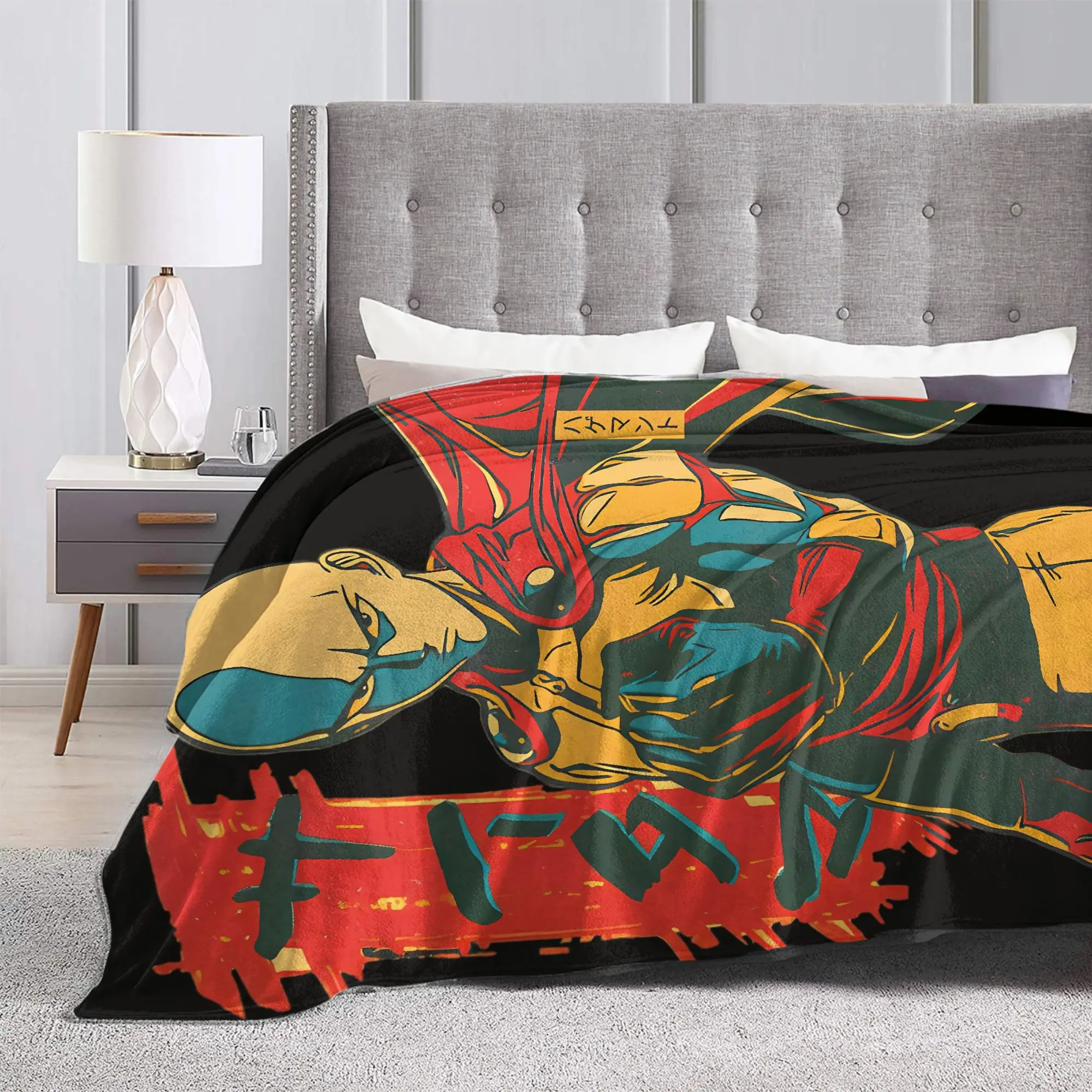 واحد لكمة رجل Saitama أنيمي الجرافيك سوبر بطانية دافئة نزهة أفخم الفراش يلقي طباعة الفانيلا المفرش أريكة غطاء سرير