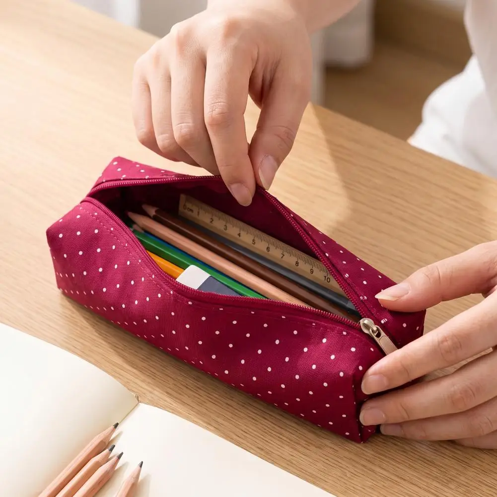 2PCS ﻿Kawaii Polka Dot Pencil Case Korean Minimalist Pen Bag Large Capacity Student Stationery Storage Pouch Back To School