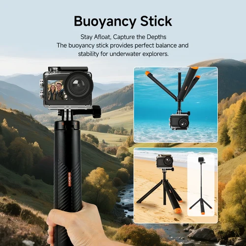 Imagen 2 del producto Svbony SVGo2 Cámara de Acción para Selfies Doble Pantalla Verdadero 4K Estabilización de Imagen 6 Ejes Funda Impermeable IPX8 Barra de Flotabilidad para Vlogs Submarinos y Surf