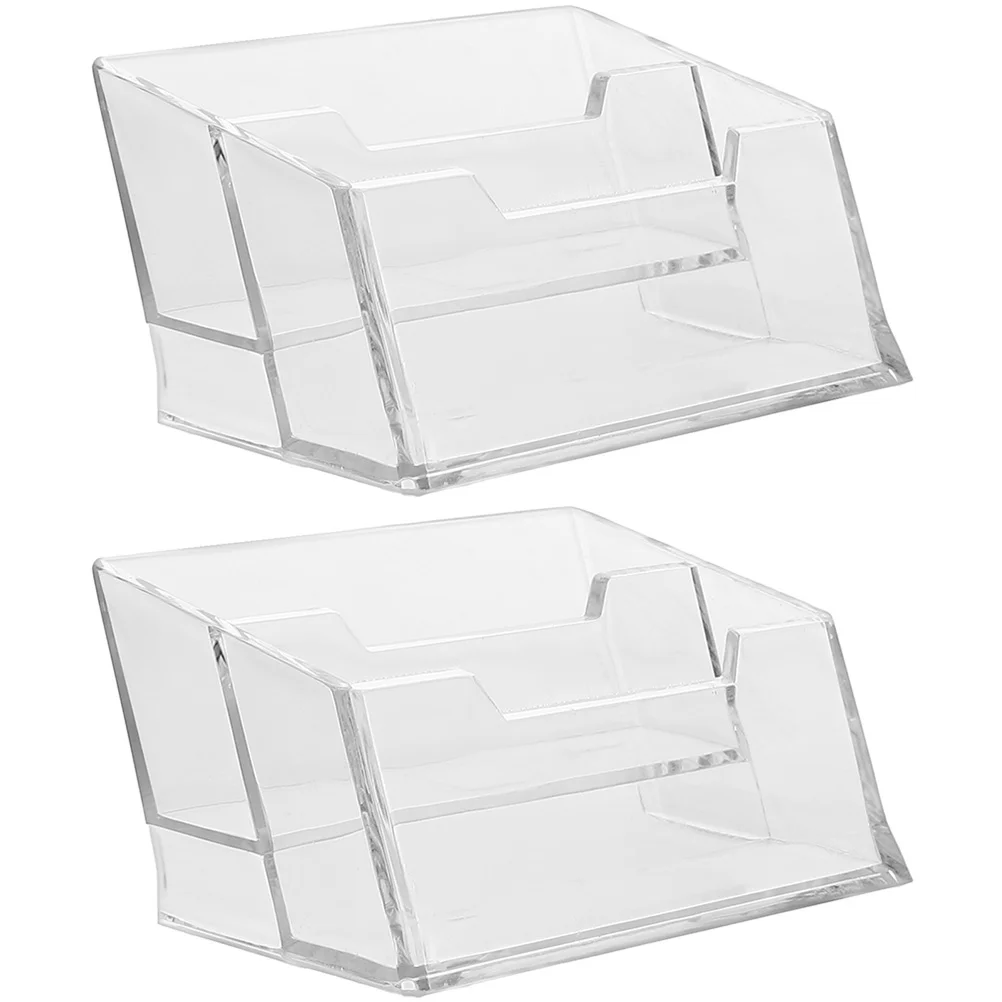 2 Pcs Cards Multiple Business Holder Display Holders Desk Cardholder Transparent Acrylic Office