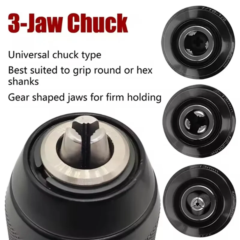 

High Quality-1/2-20UNF 13Mm Keyless Drill Chuck Hex Shank/SDS/Socket Square Female Adaptor Hardware Tool Professional,1/2-20UNF