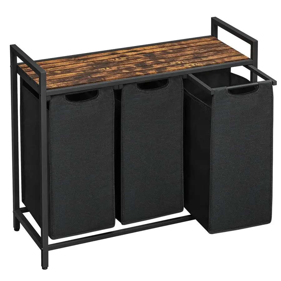 

Laundry Hamper, Laundry Basket, Laundry Sorter with 3 PullOut and Removable Bags, Shelf, Metal Frame, 3 x 10.6 Gallons 40 L, 36.