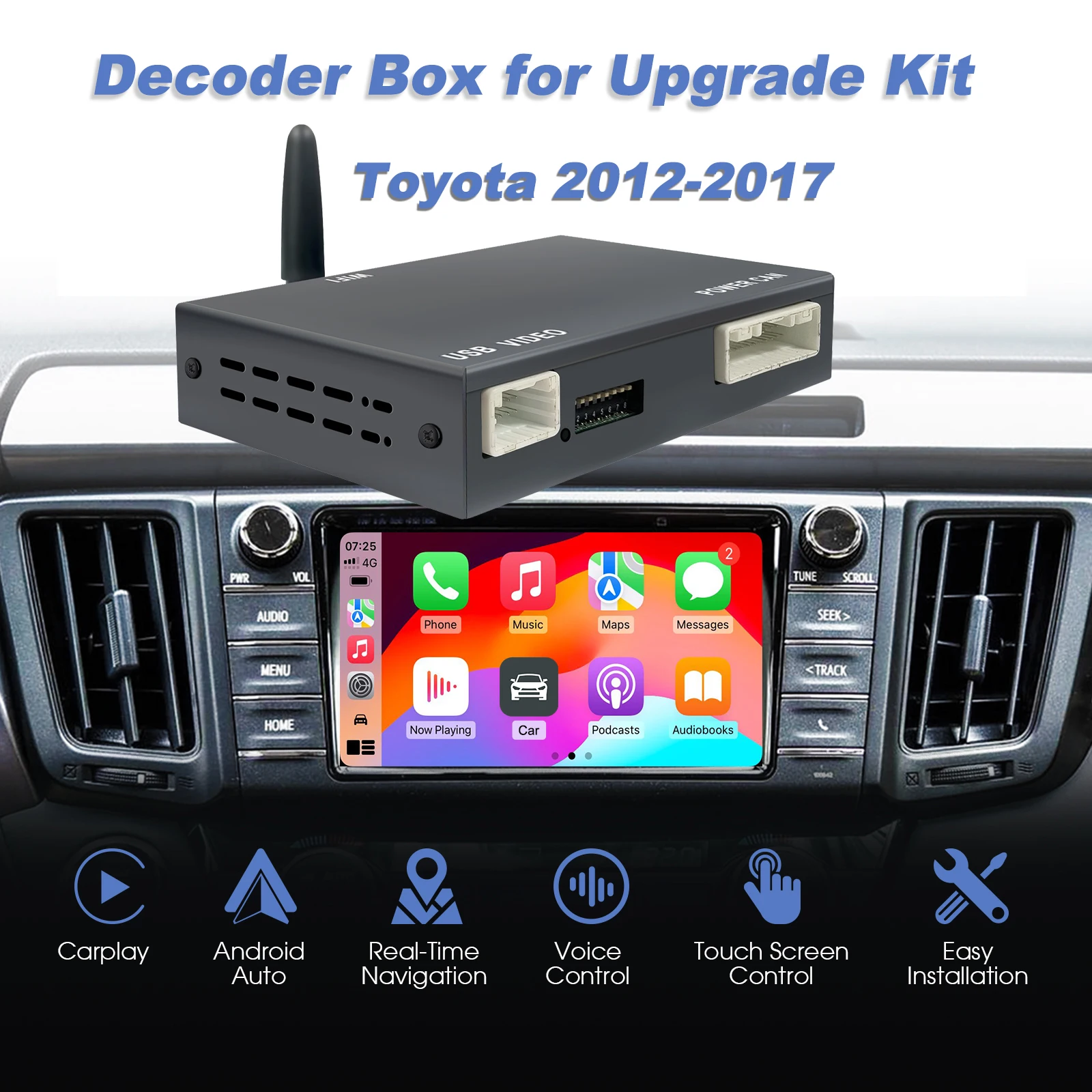 Wireless CarPlay Android Auto Decoder Box Retrofit Kit for Toyota Touch2 Entune2 System 2014-2019 Models Plug Play Installation