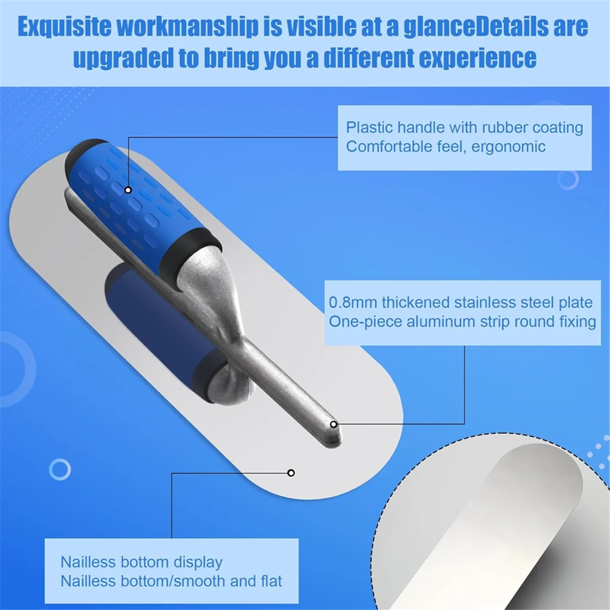 2025 + مقبض بلاستيكي من الفولاذ المقاوم للصدأ أداة مجرفة تشطيب الخرسانة المستديرة أداة تشطيب الخرسانة أداة مقبض بلاستيكي يدوية ، C