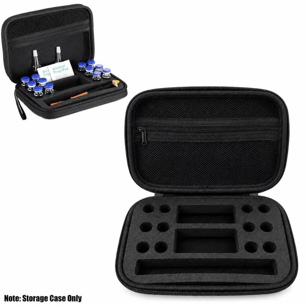 EVA Peptide Case Rectangle with Precut Foam Slot Safe Insulin Vials Storage Box Mesh Pocket Insulin Vial Case