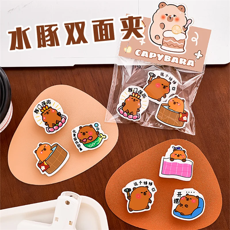 60pcs/lot Creative Capybara Acrylic Clip Cute Photo Craft PP Decoration Notes Letter Paper Clips Office School Supplies