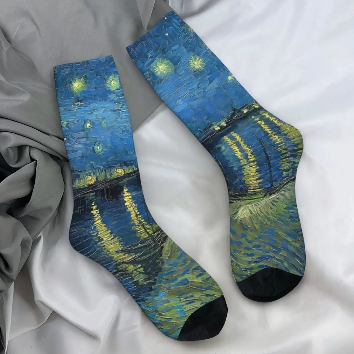 Vincent Van Gogh Socks Winter Starry Night Over the Rhone Stockings Fashion Unisex Men Soft Socks Outdoor Sports Non Skid Socks