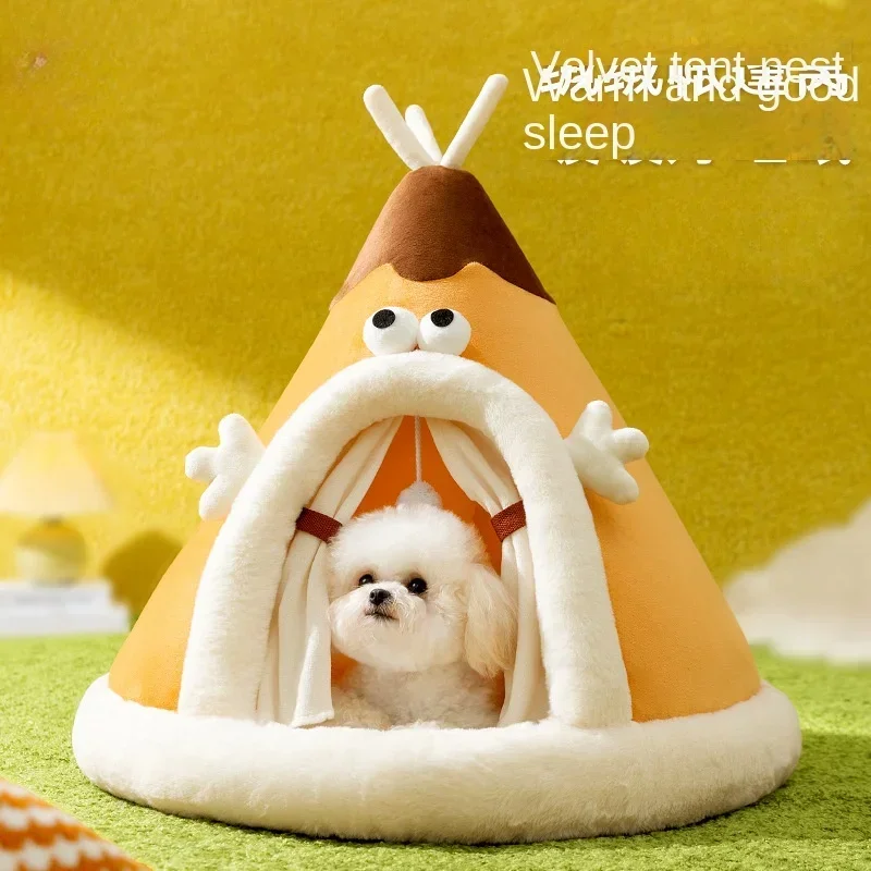 

Dog Autumn and Winter Warm Windproof Triangle Yurt Tent Kennel Teddy Small Dog Teddy Warm Cat Litter Pet Supplies Accessories