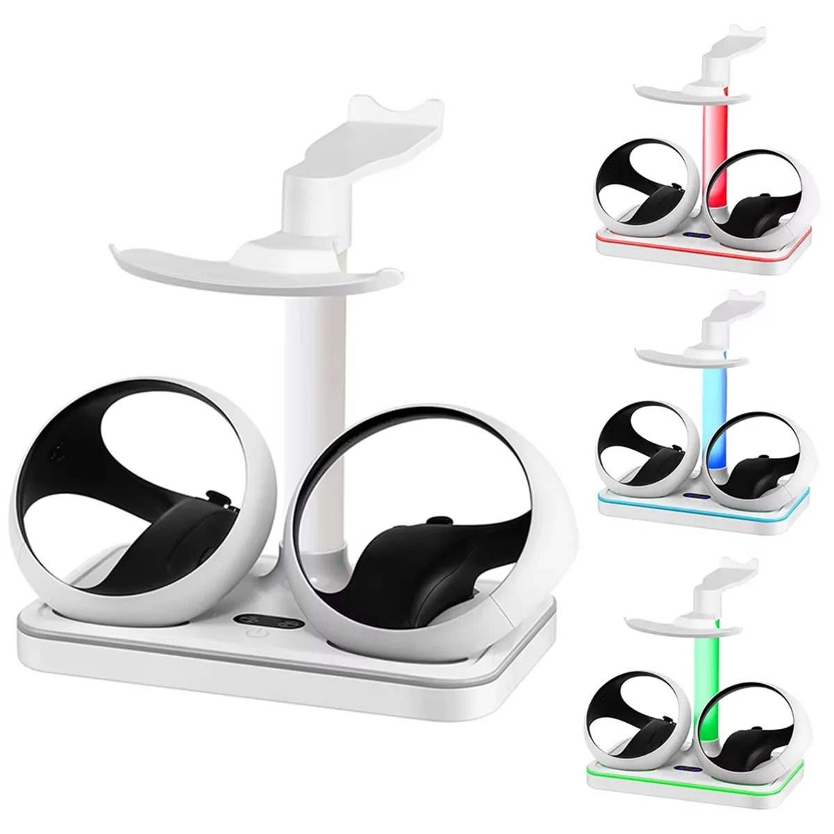 A14M Charging Station for PS VR2 with RGB Light, Vertical Charging Stand Dock Support for PSVR2 Headset Display Accessories